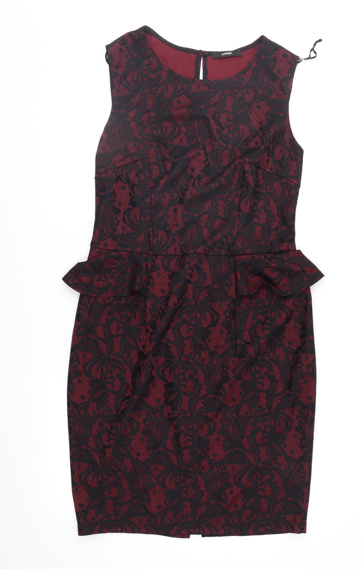 George Womens Red Geometric  Sheath  Size 14