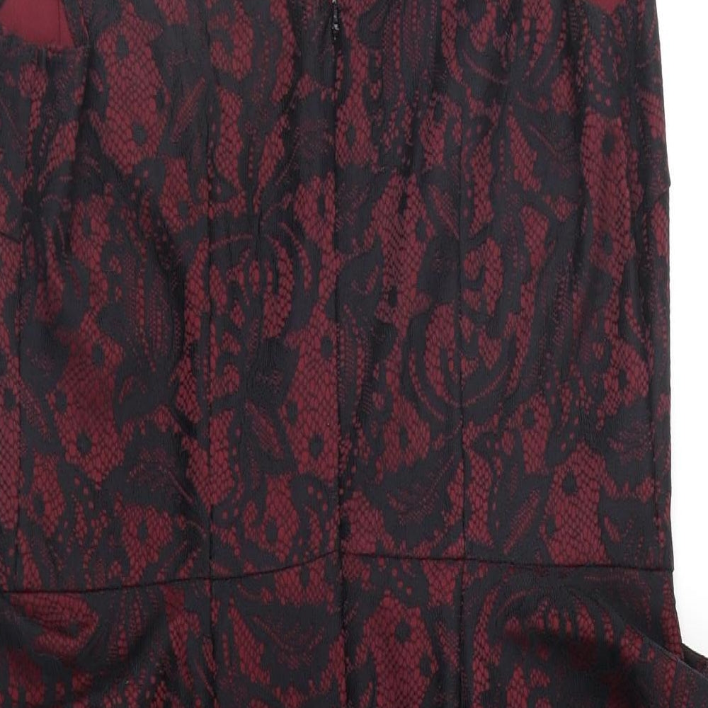 George Womens Red Geometric  Sheath  Size 14