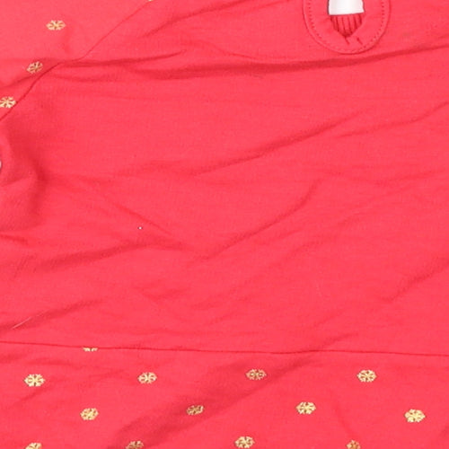 Pep&Co Girls Red Geometric  Fit & Flare  Size 6-9 Months  - Xmas