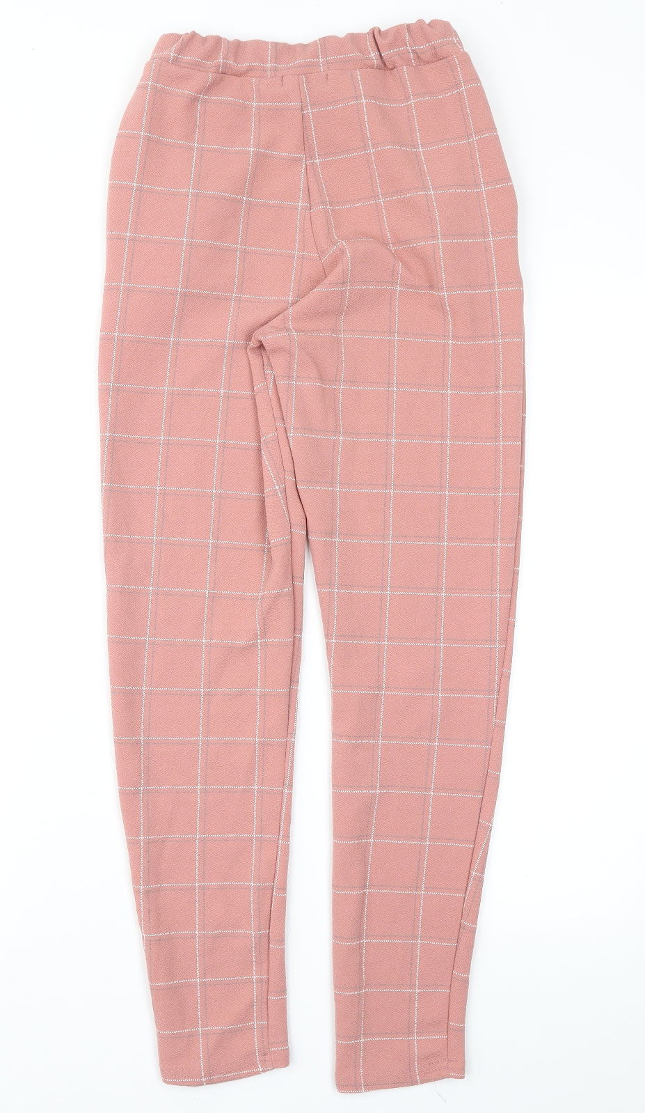 PRETTYLITTLETHING Womens Pink Check  Trousers  Size 6 L27 in