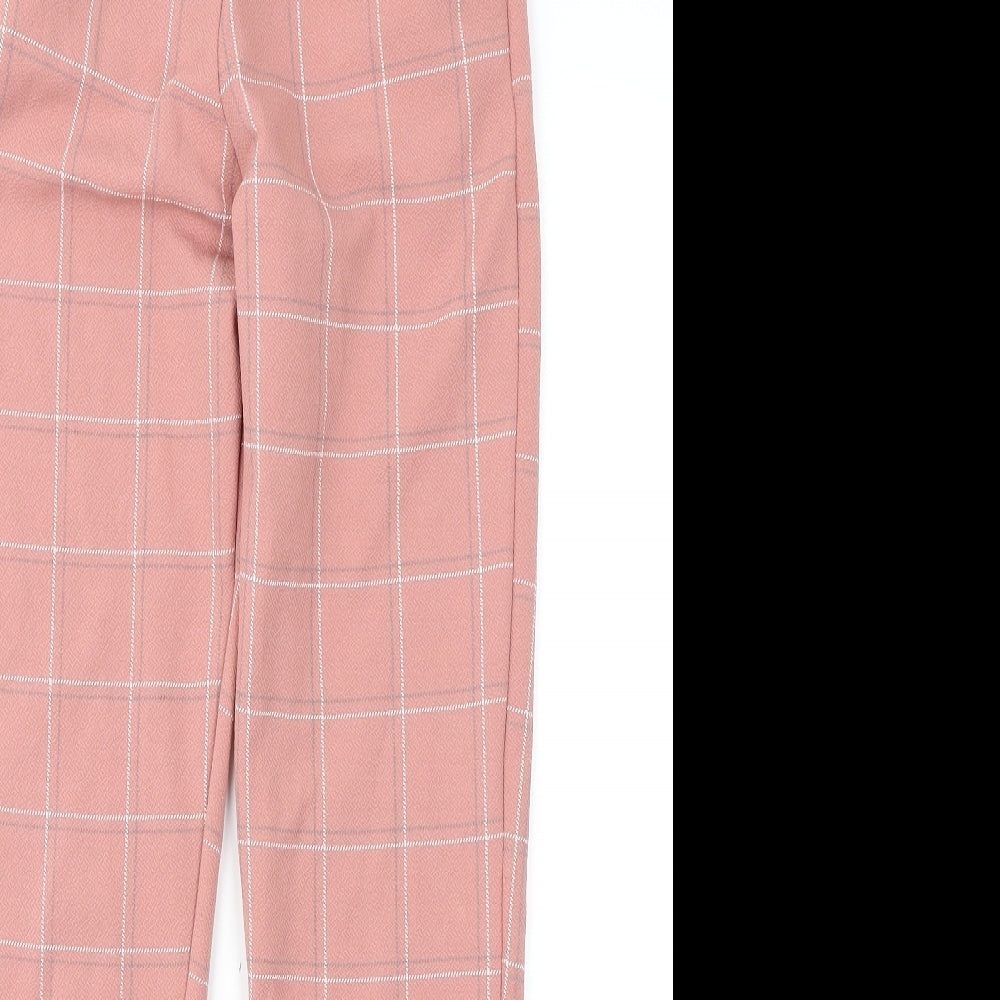 PRETTYLITTLETHING Womens Pink Check  Trousers  Size 6 L27 in
