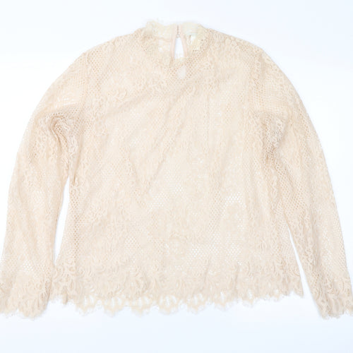 H&M Womens Pink  Lace Basic Blouse Size L