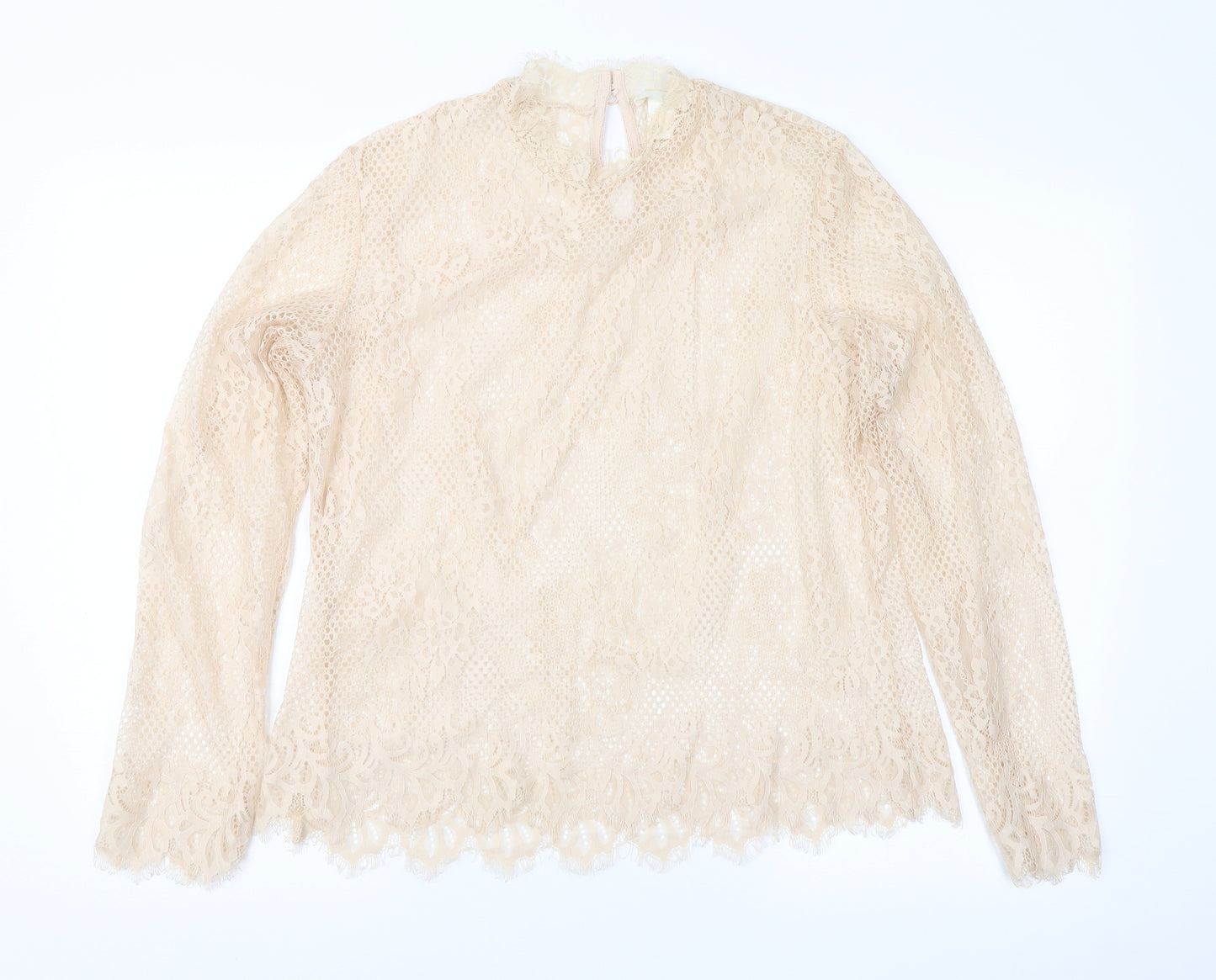 H&M Womens Pink  Lace Basic Blouse Size L