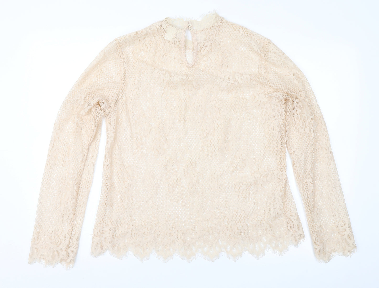 H&M Womens Pink  Lace Basic Blouse Size L