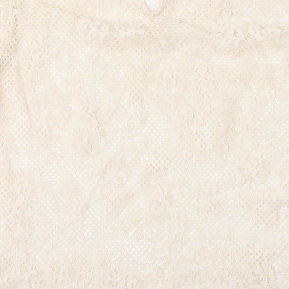 H&M Womens Pink  Lace Basic Blouse Size L