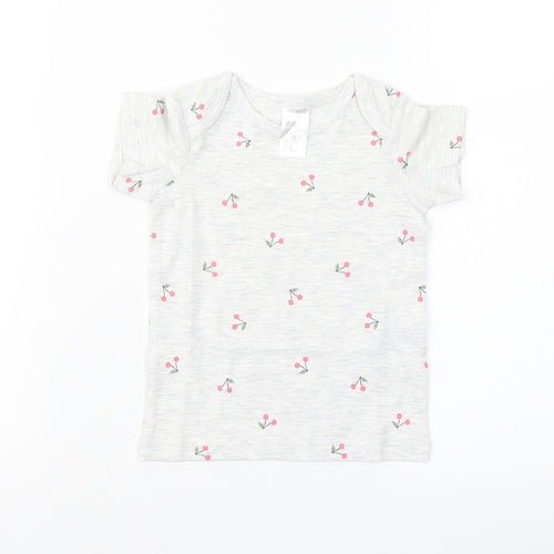 H&M Girls Grey Floral  Basic T-Shirt Size 3-6 Months