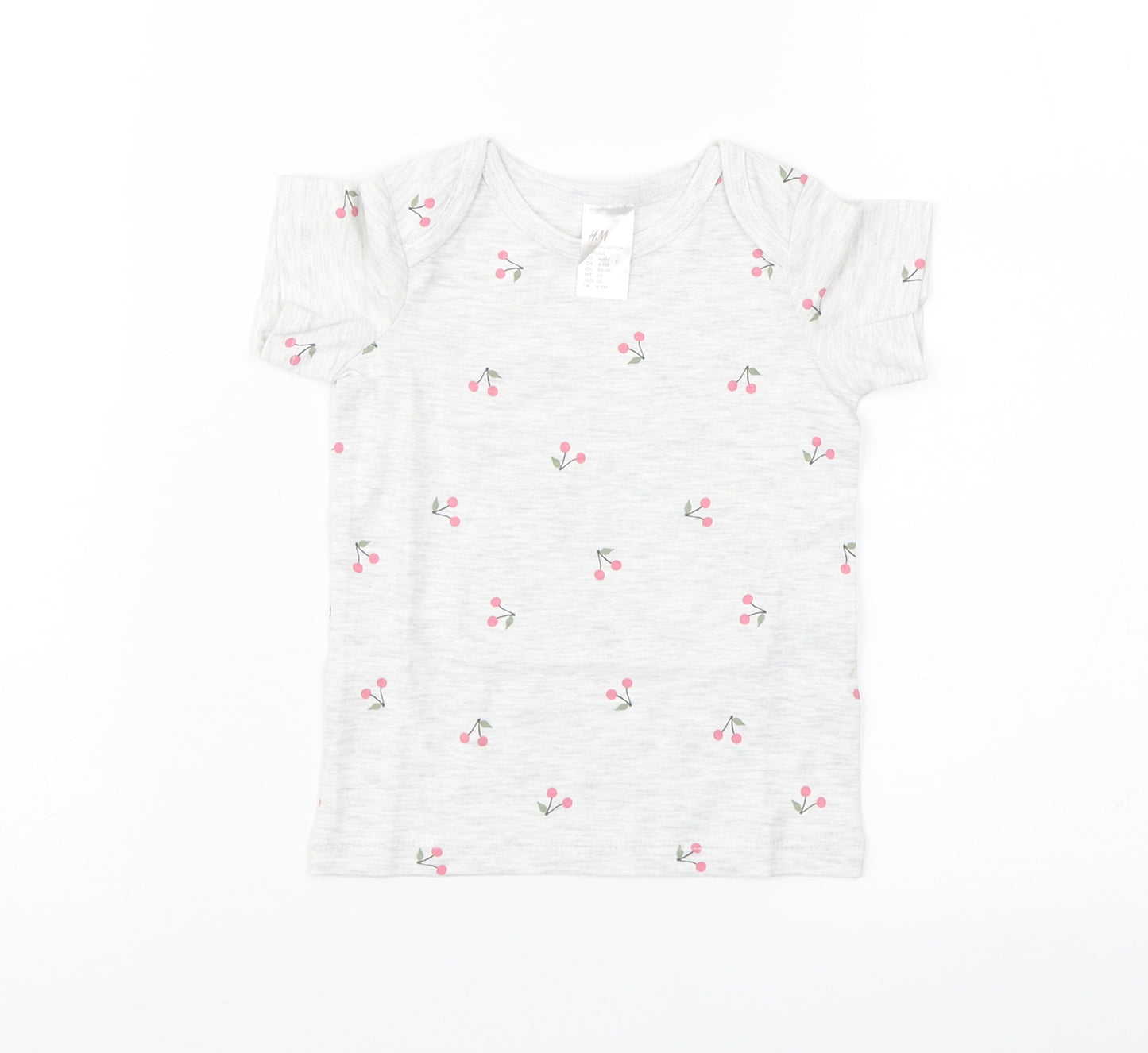 H&M Girls Grey Floral  Basic T-Shirt Size 3-6 Months