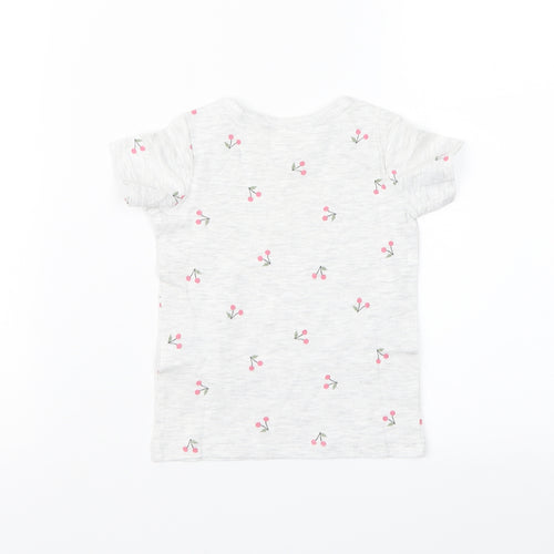 H&M Girls Grey Floral  Basic T-Shirt Size 3-6 Months