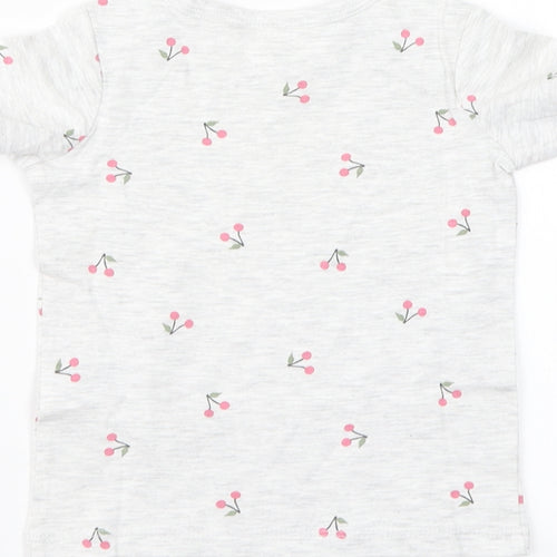 H&M Girls Grey Floral  Basic T-Shirt Size 3-6 Months