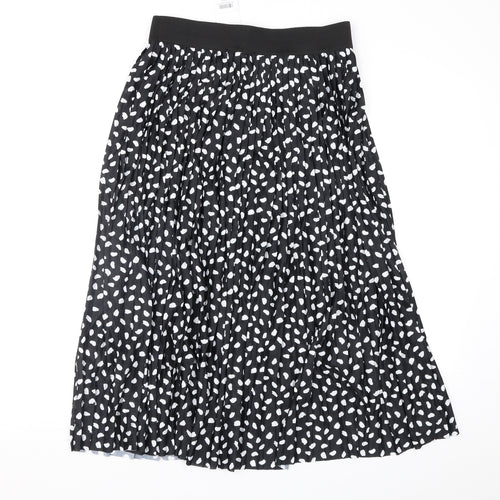 Lipsy Womens Black Polka Dot  Pleated Skirt Size 10