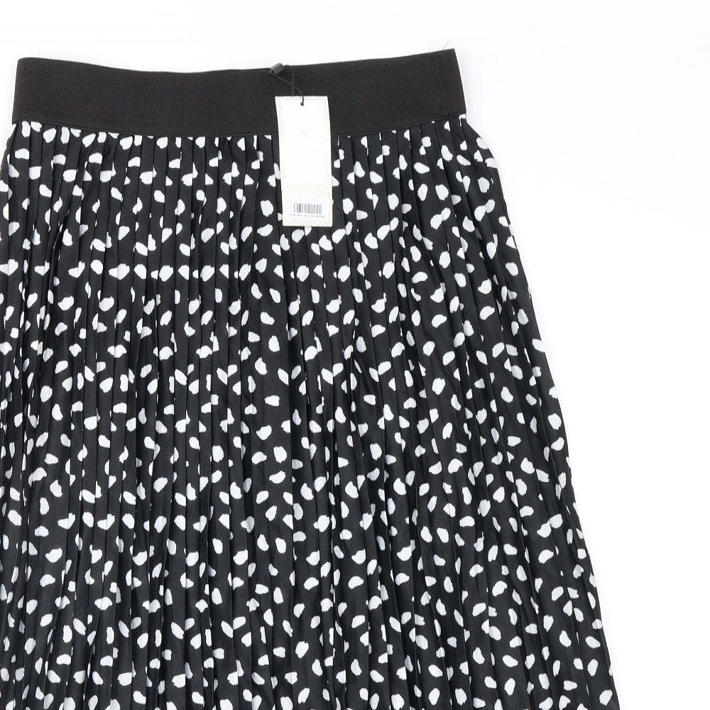 Lipsy Womens Black Polka Dot  Pleated Skirt Size 10