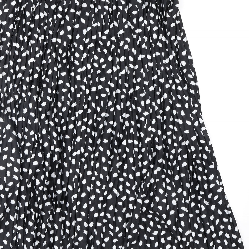 Lipsy Womens Black Polka Dot  Pleated Skirt Size 10