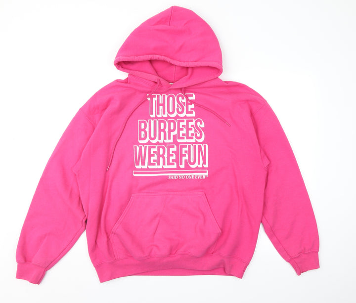 Gildan Womens Pink Pullover Hoodie Size L