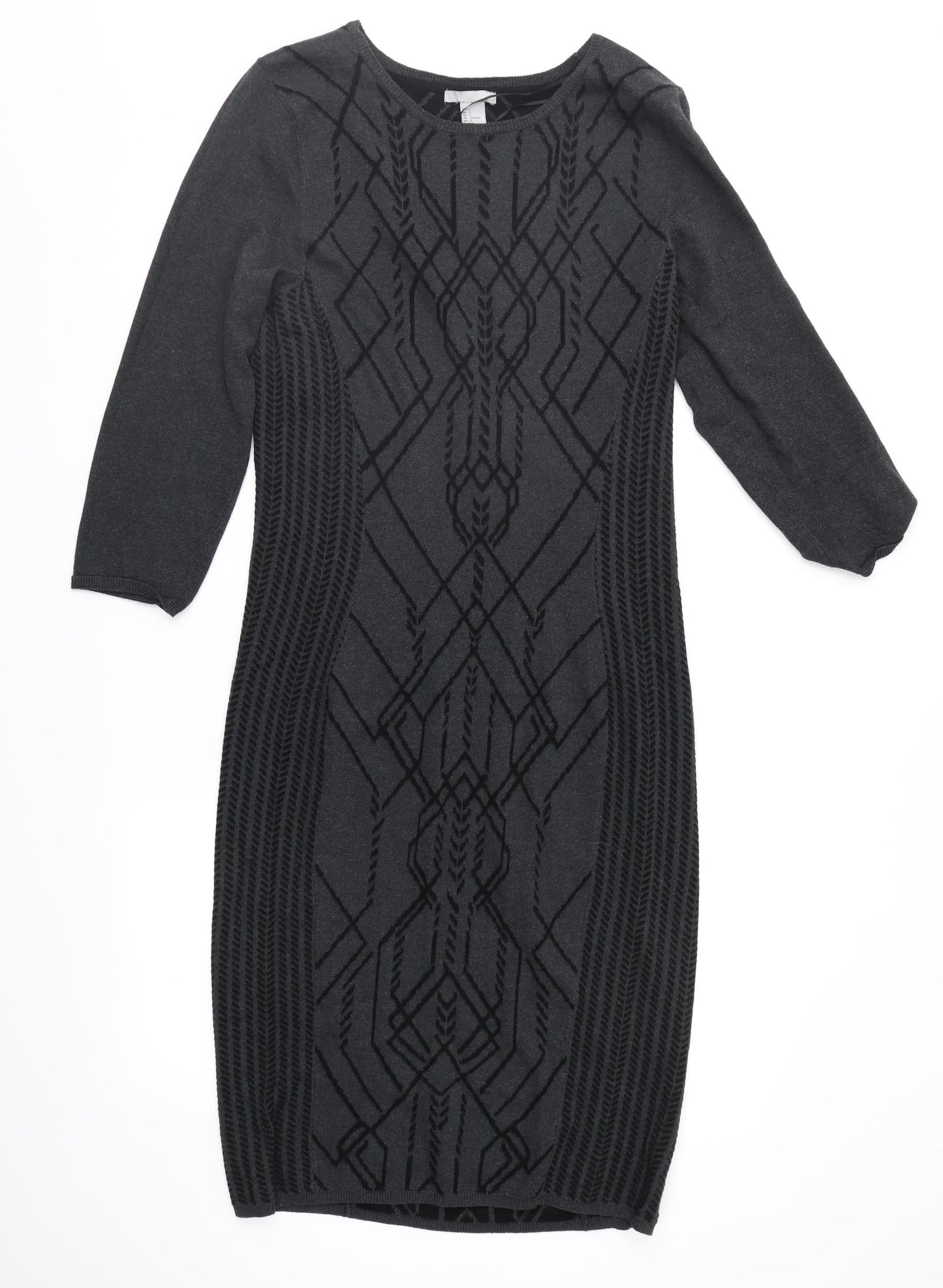 H&M Womens Grey Geometric  Jumper Dress  Size L