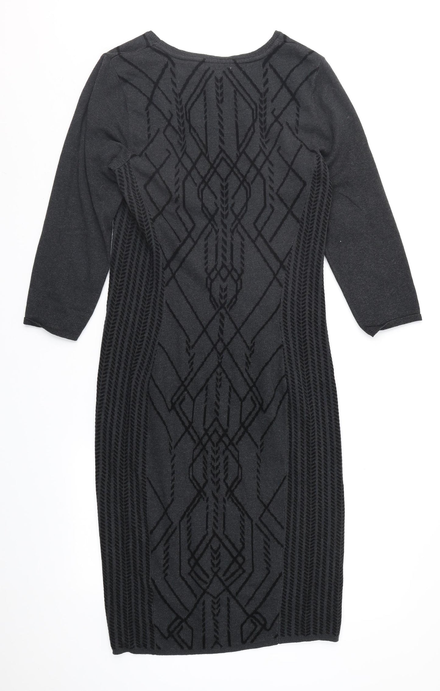 H&M Womens Grey Geometric  Jumper Dress  Size L