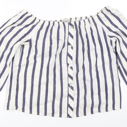 Miss Selfridge Womens Blue Striped  Basic Blouse Size 10