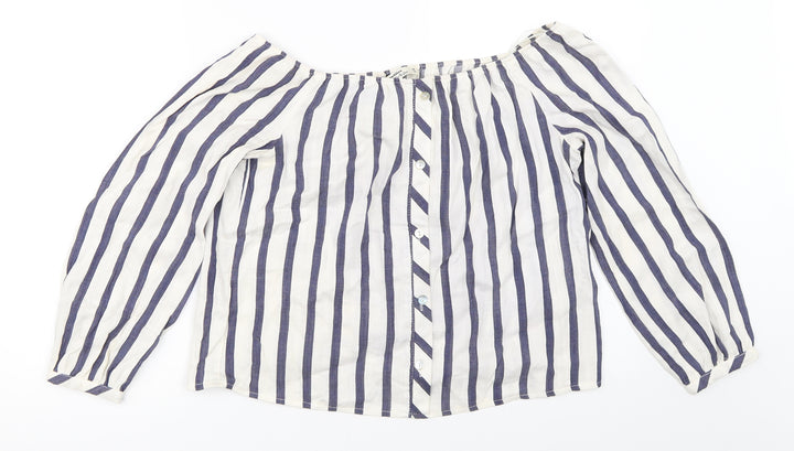 Miss Selfridge Womens Blue Striped Basic Blouse Size 10