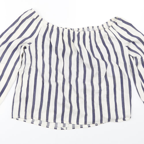 Miss Selfridge Womens Blue Striped  Basic Blouse Size 10