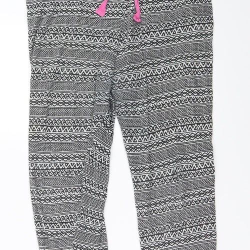 Primark Womens Black Geometric  Cropped Trousers Size 10 L21 in