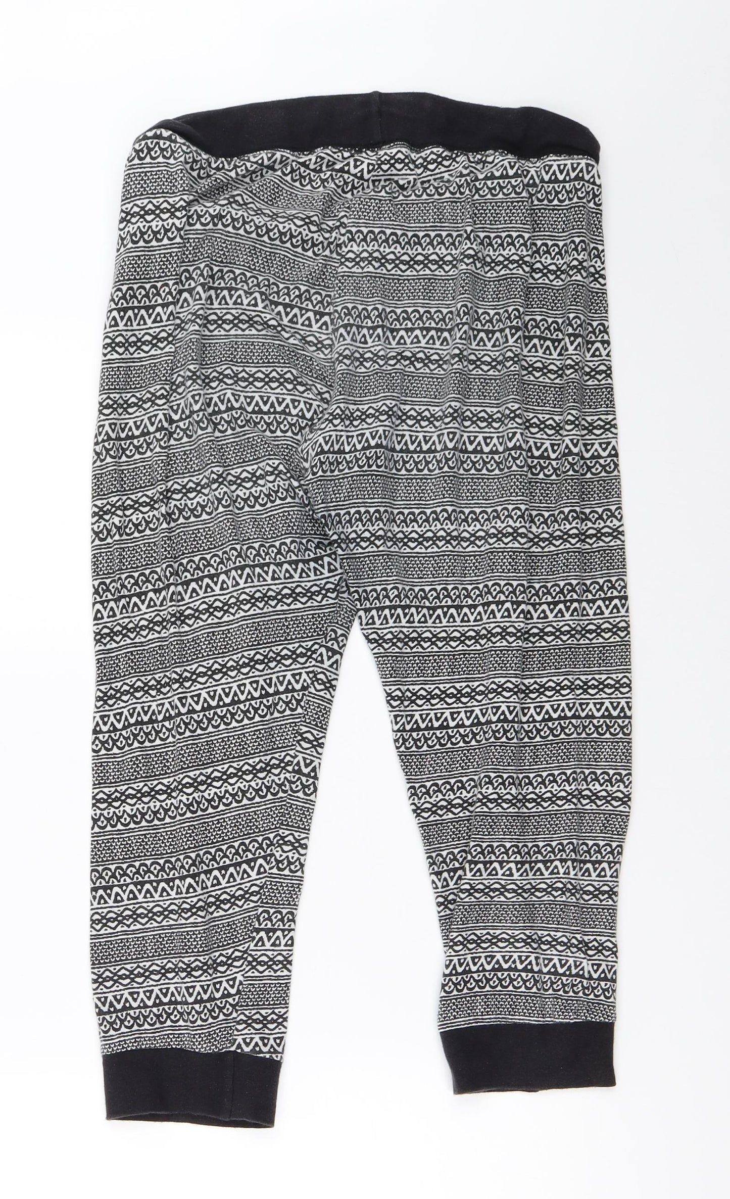 Primark Womens Black Geometric  Cropped Trousers Size 10 L21 in