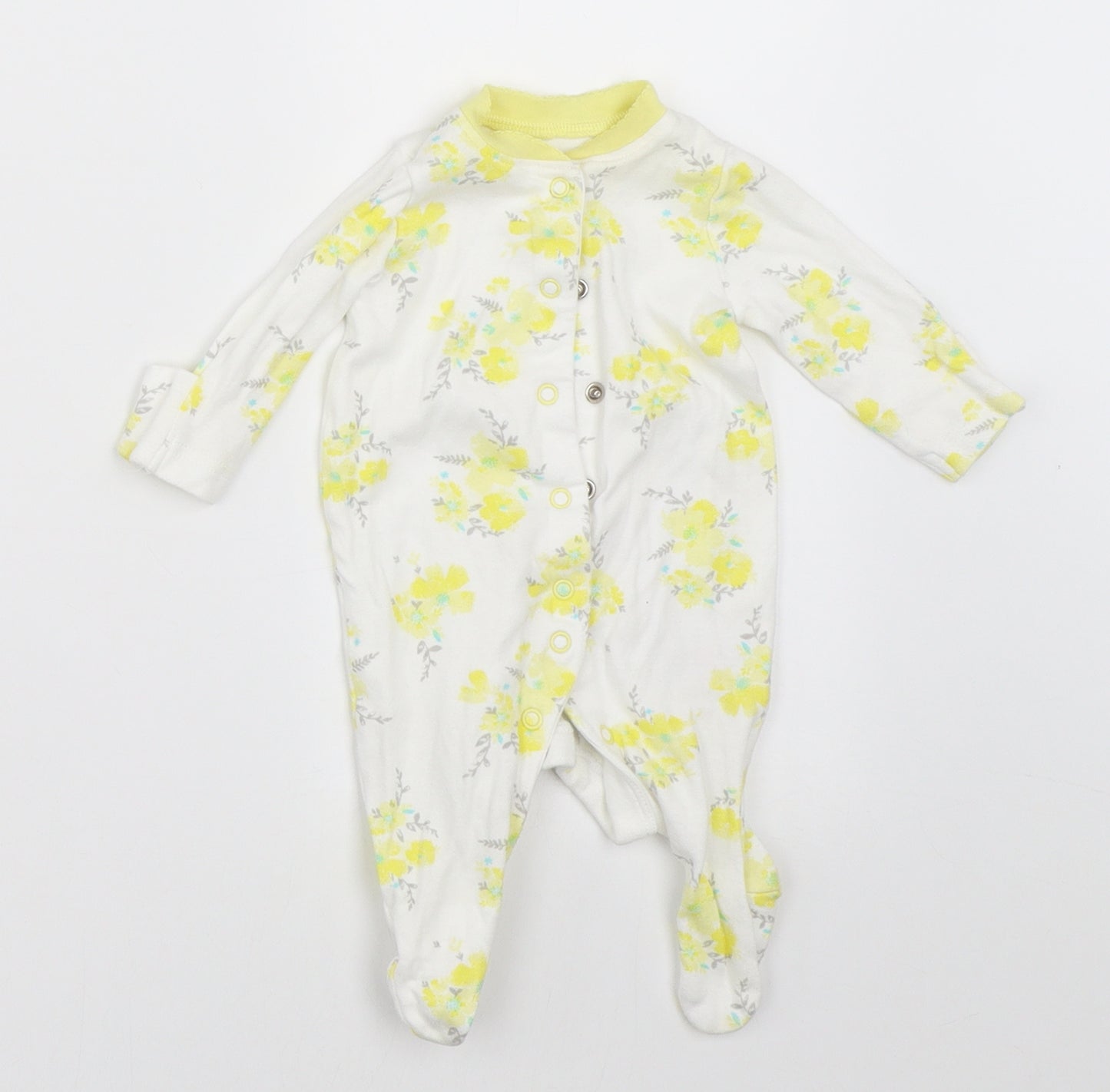 Mothercare Girls White Floral  Babygrow One-Piece Size Newborn