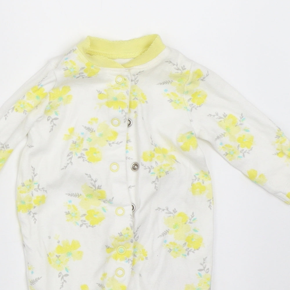 Mothercare Girls White Floral  Babygrow One-Piece Size Newborn