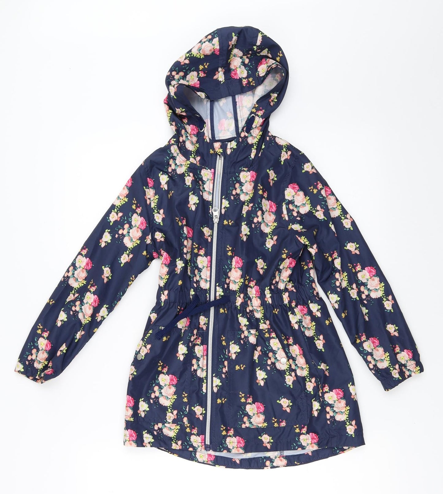 Primark Girls Blue Floral  Rain Coat Coat Size 6-7 Years