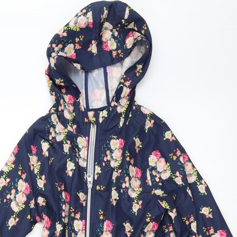 Primark Girls Blue Floral  Rain Coat Coat Size 6-7 Years