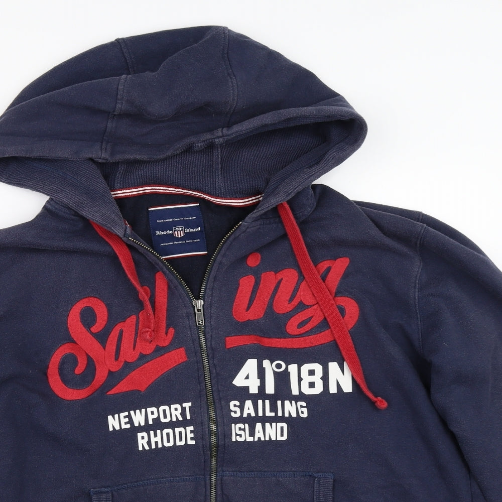 Rhode Island Mens Blue   Full Zip Hoodie Size XL