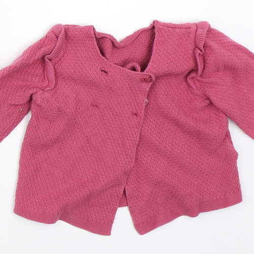 Marks and Spencer Girls Pink   Cardigan Jumper Size 6-9 Months