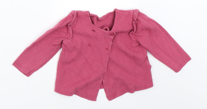 Marks and Spencer Girls Pink Cardigan Jumper Size 6-9 Months