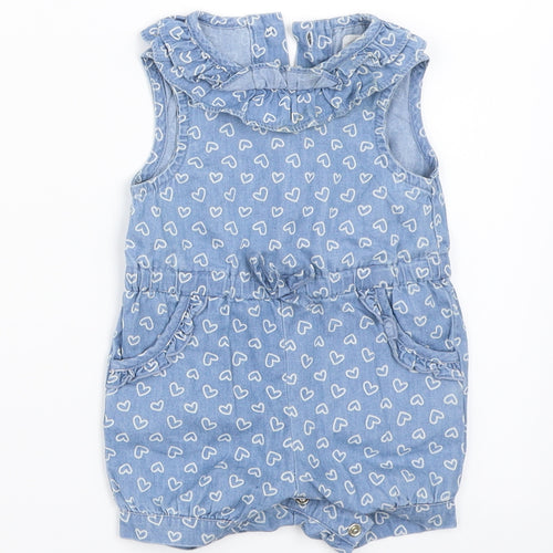 Earlydays Girls Blue  Denim Romper One-Piece Size 0-3 Months