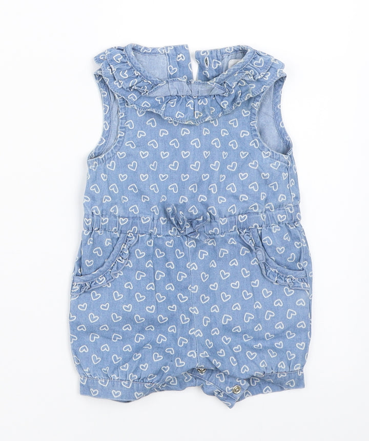 Earlydays Girls Blue Denim Romper One-Piece Size 0-3 Months