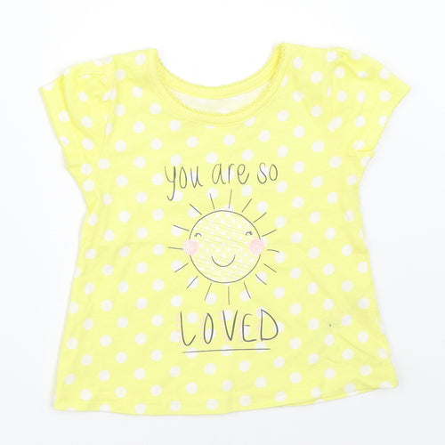 George Girls Yellow Polka Dot  Basic T-Shirt Size 0-3 Months