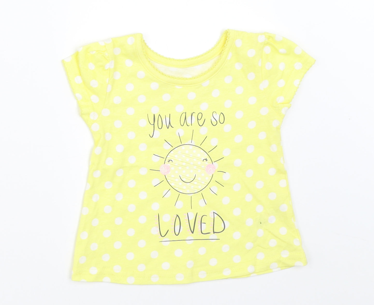 George Girls Yellow Polka Dot  Basic T-Shirt Size 0-3 Months