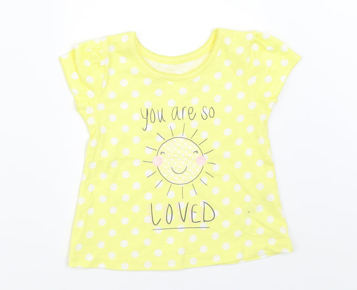 George Girls Yellow Polka Dot  Basic T-Shirt Size 0-3 Months