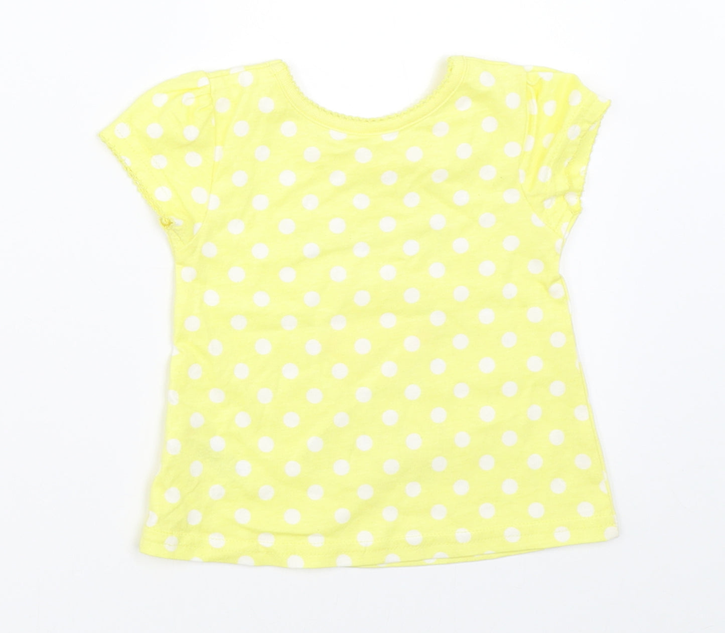 George Girls Yellow Polka Dot  Basic T-Shirt Size 0-3 Months