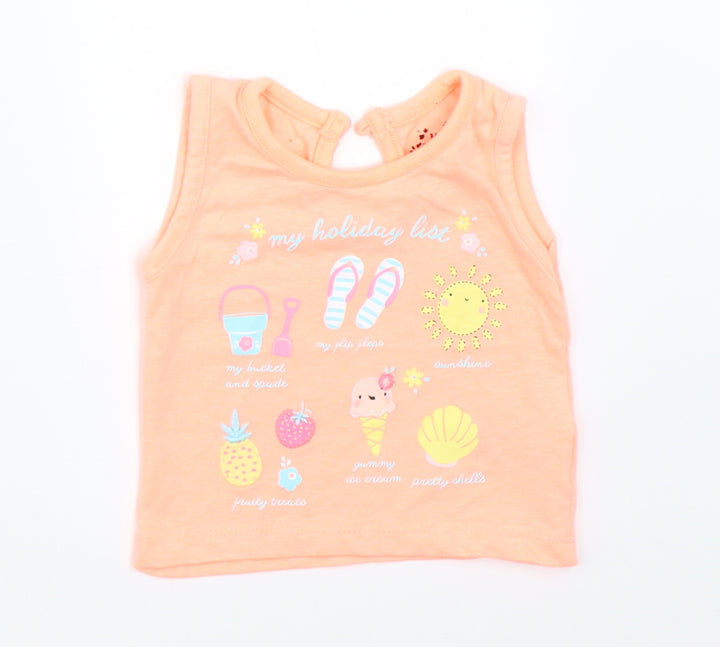 Earlydays Girls Orange Basic T-Shirt Size 0-3 Months