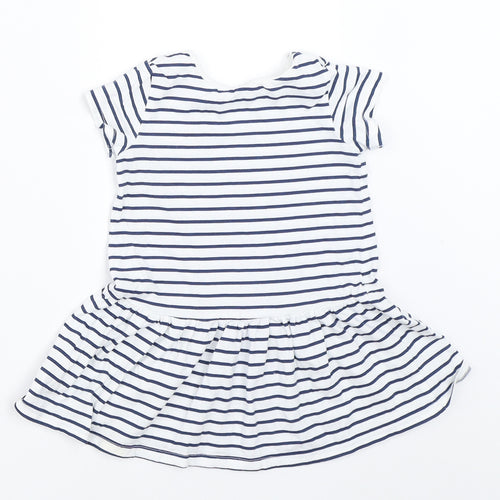 H&M Girls White Striped  T-Shirt Dress  Size 6-9 Months