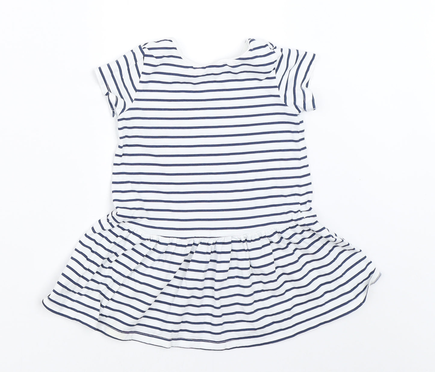 H&M Girls White Striped  T-Shirt Dress  Size 6-9 Months