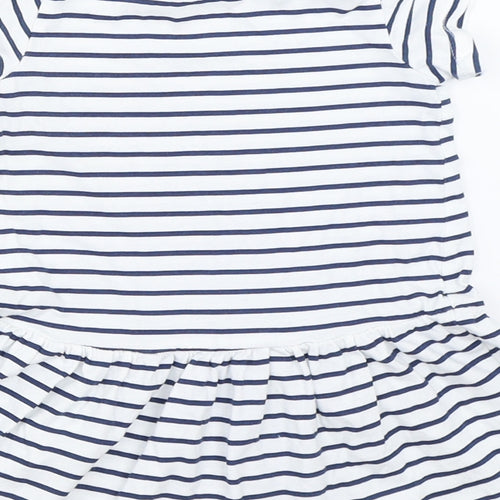 H&M Girls White Striped  T-Shirt Dress  Size 6-9 Months