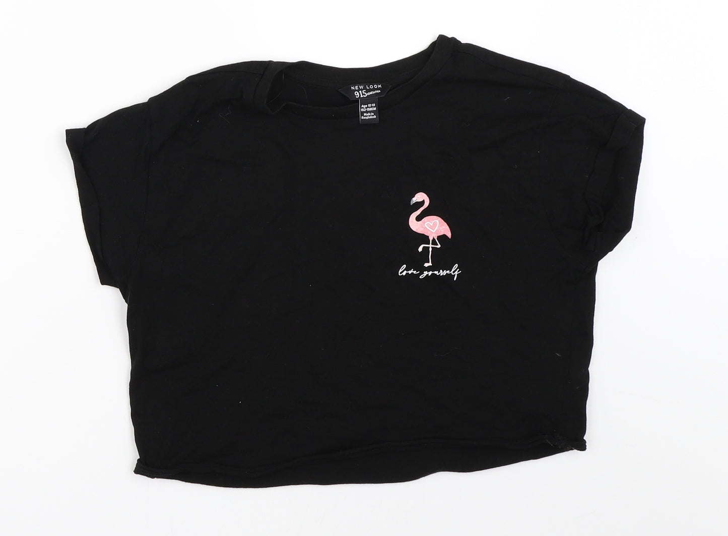 New Look Girls Black   Cropped T-Shirt Size 12-13 Years