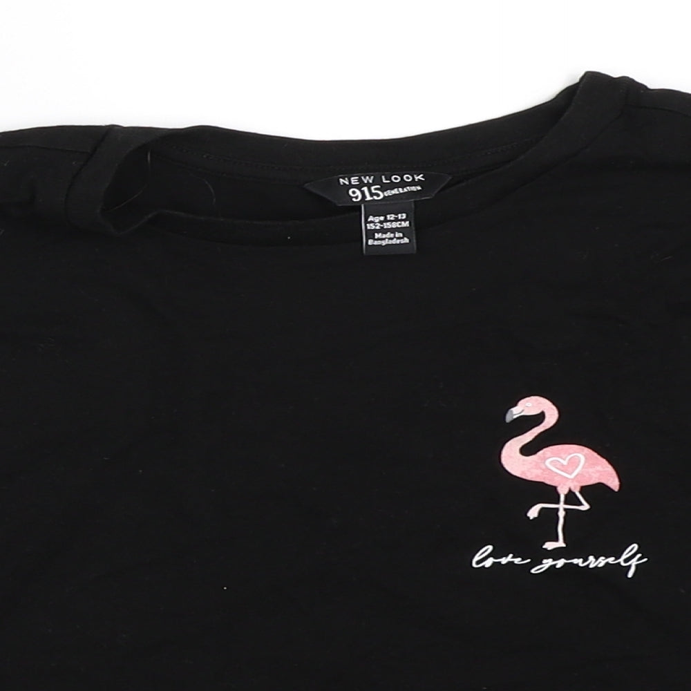 New Look Girls Black   Cropped T-Shirt Size 12-13 Years
