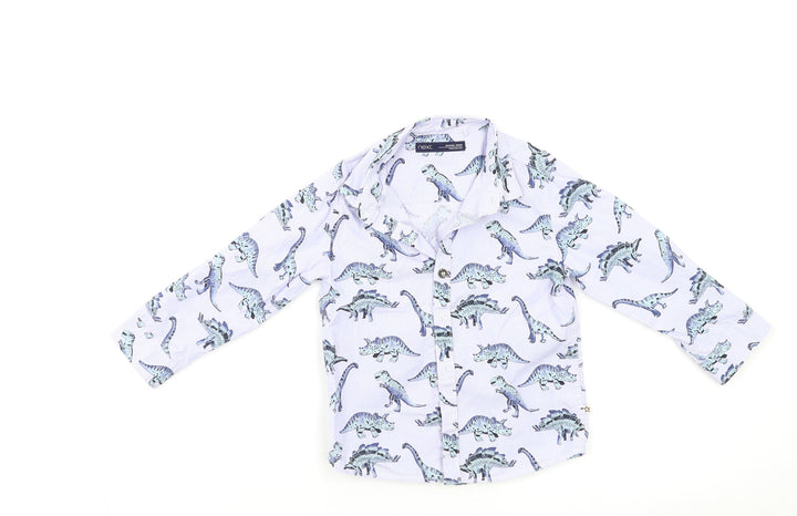 NEXT Baby Blue Geometric Basic Button-Up Size 12 Months - Dinosaur