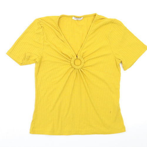 Pieces Womens Yellow   Basic Blouse Size XL