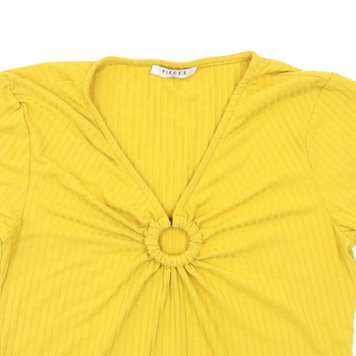 Pieces Womens Yellow   Basic Blouse Size XL