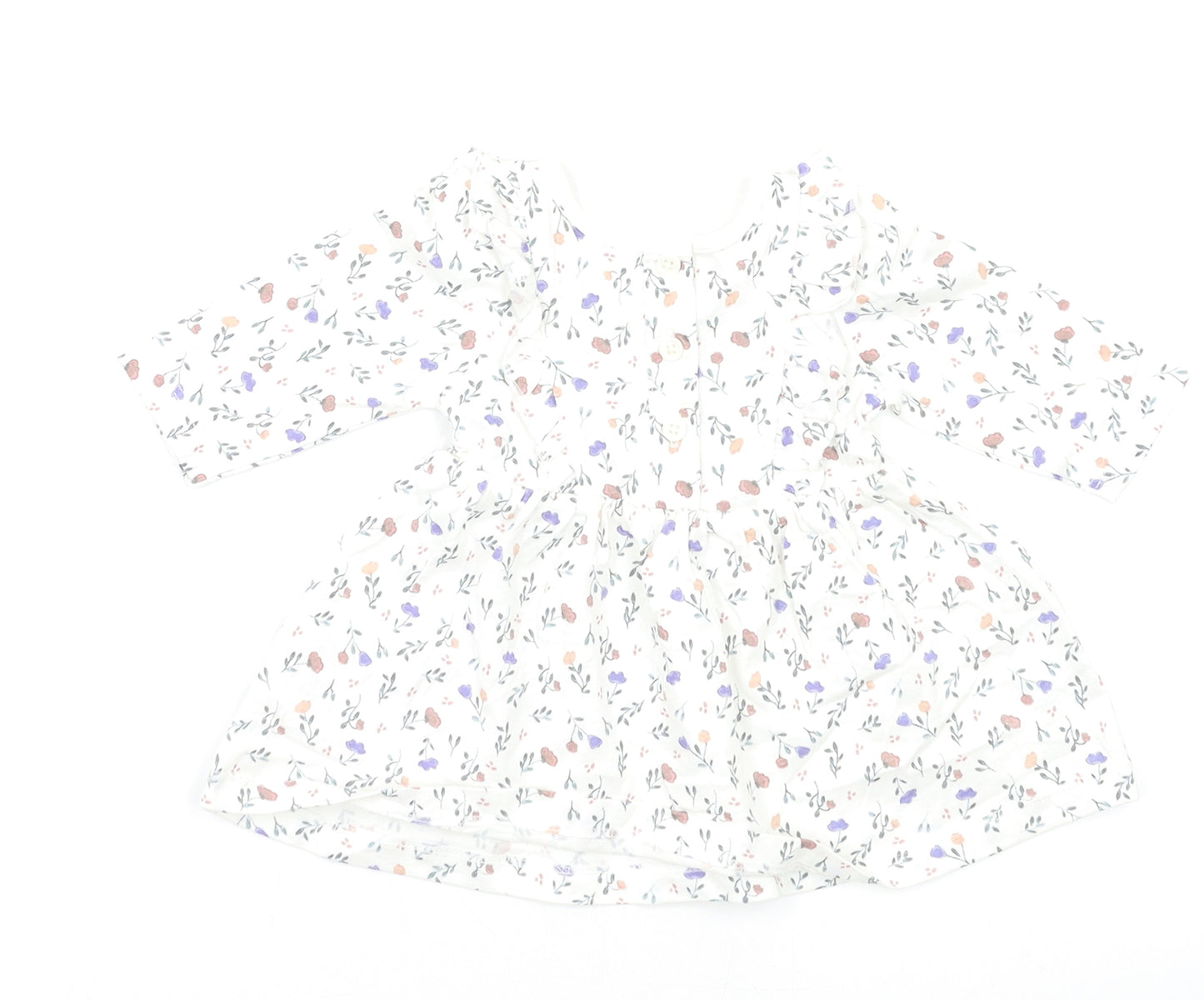 New Born Baby White Floral  A-Line  Size 0-3 Months