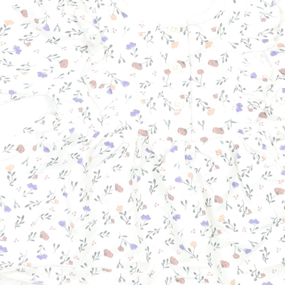 New Born Baby White Floral  A-Line  Size 0-3 Months
