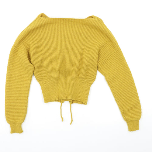Candy Couture Womens Yellow   Henley Jumper Size S