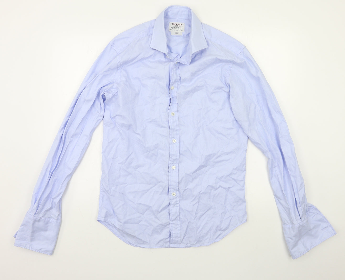 T.M.Lewin Mens Blue    Dress Shirt Size 15